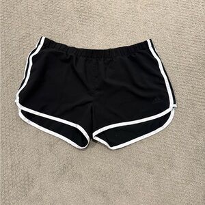 Adidas Black and White Athletic Shorts with Dolphin Hem